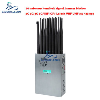24 Antenna 24W Output Power 20m Radius Portable Signal Jammer Jammer genggam untuk semua sinyal