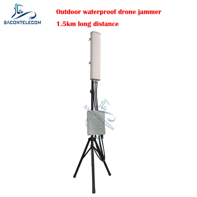 70w Kuat Drone Signal Jammer Outdoor Tetap Waterproof Jarak 1,5km