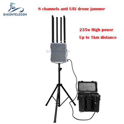 Waterproof Outdoor Drone Signal Jammer 6-8 Saluran 30w/Band Jarak 1-3km