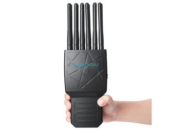 12 Band Handheld Jammer Sinyal Telepon Seluler Dukungan WIFI Dibangun di Baterai