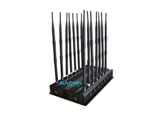 14 Band 35W Output Power Cell Phone Jammer dengan Jamming Range 2-70M untuk sinyal VHF UHF