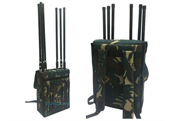 120W 8 Saluran Manpack Jammer dengan jangkauan 120m untuk perlindungan VIP dan pembuangan bom