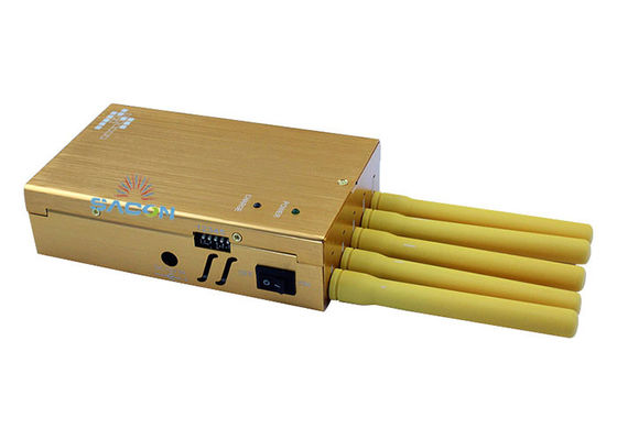 Kuning 5 Antenna Handheld Signal Jammer dengan 2W Output Power dan 20m Jamming Range untuk GPS WiFi Blocking