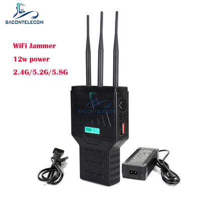 Handheld Mobile Phone Signal Jammer dengan 2.4G 5.2G 5.8G Bands hingga 50m Range dan 3 Band Coverage