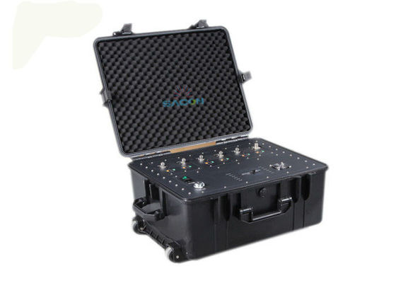 300W High Power 6 Bands VHF UHF Manpack Jammer dengan Perlindungan VSWR untuk Walkie Talkie