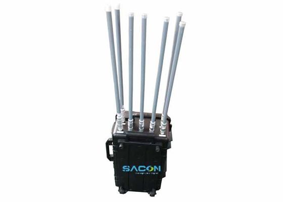 350W 7 Saluran Manpack Jammer dengan Antena Fiber Glass untuk Pemblokiran Sinyal 3G 4G GPS