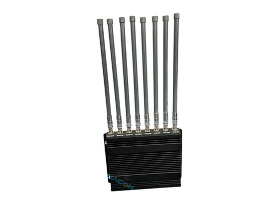 160W High Power 8 Channels Mobile Phone Signal Jammer dengan Jamming Range 80m untuk 2G 3G 4G WiFi GPS Signal