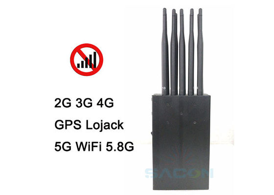 Pemblokir Sinyal 5G Genggam dengan 10 Antena, Jangkauan 15m, dan Baterai 8000mAh