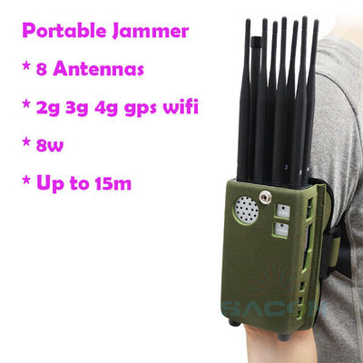 8000mAH 8 Antenna Handheld GPS Signal Jammer 2G 3G 4G Signal Jammer
