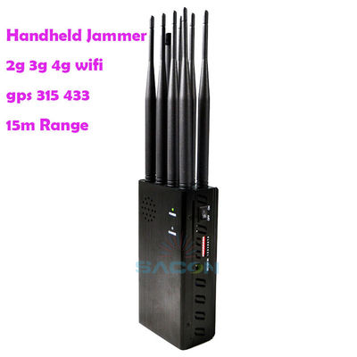 Portable WiFi 8 Bands 2G 3G 4G GPS Cell Signal Disruptor Jammer Sinyal Seluler