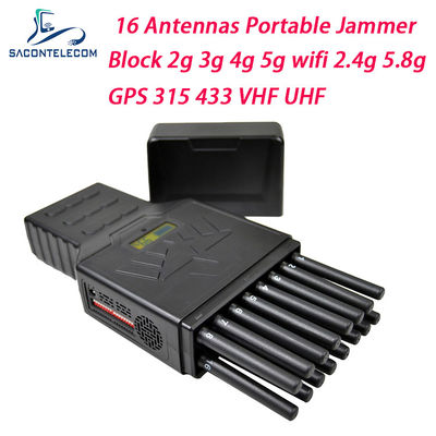 Portable 12W WiFi 2.4G 5.8G GPS Signal Jammer Blocker 16 Channel Handheld Signal Jammer