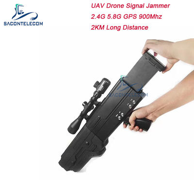 5000mAh 2km 900MHz Drone Signal Jammer WiFi 5.8g 2.4G 4 Band