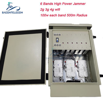 600W Jammer Bom Luar Ruangan Tahan Air dengan Radius 600m untuk Pemblokiran Sinyal 5G 5.2G 5.8G