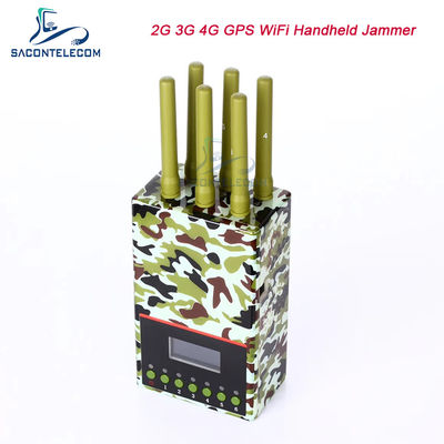 6 Saluran Radius 20m Jammer Sinyal Portabel dengan Baterai 4000mAH untuk Pemblokiran 2G 3G 4G GPS WiFi