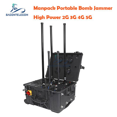 75W Output Power 120m Jamming Radius DC24V Power Supply IED RF Manpack Jammer untuk Pasukan Keamanan