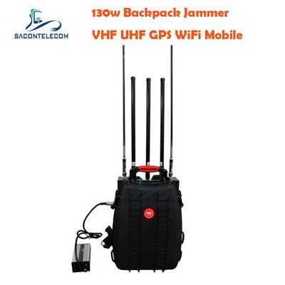 5 Saluran VHF UHF Manpack Jammer dengan jarak 120m dan Baterai Bawaan untuk Memblokir Sinyal Portable