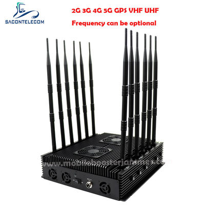 12 Antenna 80W Power Multi-Frequency Signal Jammer Desktop WiFi Blocker untuk 2G 3G 4G 5G WiFi GPS