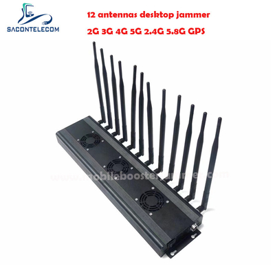 AC110V 48w Desktop Signal Jammer 2G 3G 4G 5G 2.4G 5.8G VHF UHF 12 Band