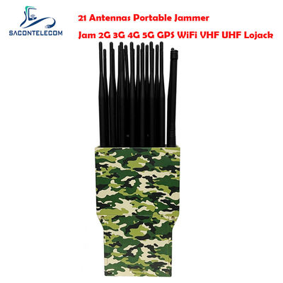 21 Saluran 5G Signal Jammer Blocker dengan Baterai 16000mAH dan Jamming Range 2-30m