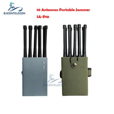10 Antena Portable Signal Jammer dengan Jangkauan 30m dan Daya Output 10W untuk GPS Lora Lojack Radio Frequency Jamming