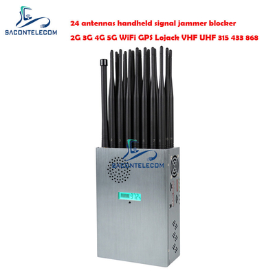 24 Antenna Portable Signal Jammer 24w 20m Radius Untuk Semua Sinyal