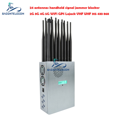 Eropa Tipe Wifi Signal Jammer 24w 24 Channel Untuk 2G 3G 4G 5G LTE GPS Lojack 173mhz