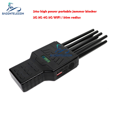 Portable 2G 3G 4G GPS 5G Signal Jammer Blocker 50m Jarak Panjang 8 Antenna