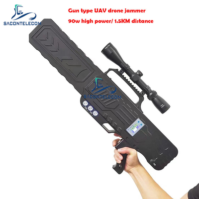 Drone Portable Signal Jammer 2KM Distance Gun Type 90w Kuat
