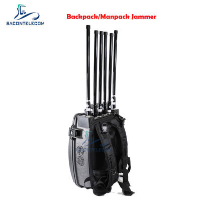 8 Saluran 120W Manpack Jammer dengan Baterai Terpasang untuk Pemblokiran Sinyal 20-3000MHz