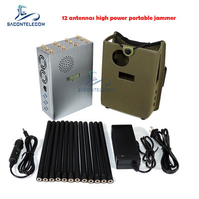 Pelacak GPS L1 Lojack Portable Signal Jammer dengan Daya Total 37W, Cakupan 12 Pita, dan Radius Perisai 40m