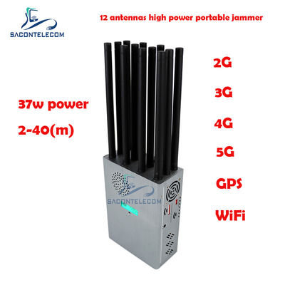 Pelacak GPS L1 Lojack Portable Signal Jammer dengan Daya Total 37W, Cakupan 12 Pita, dan Radius Perisai 40m