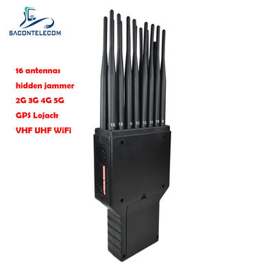 16 Band Handheld Jammer dengan jangkauan 20m dan 2 jam daya baterai untuk memblokir sinyal ponsel