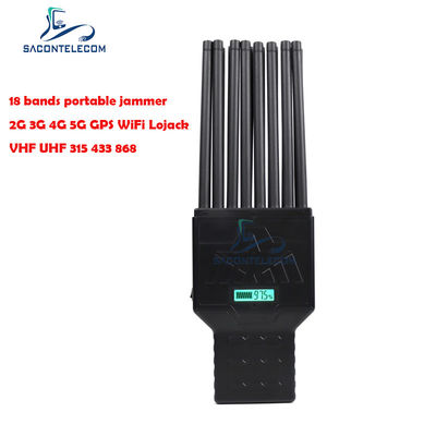 ABS 18W Portable 5G Mobile Phone Signal Jammer dengan Coverage Full Bands dan Jangkauan 20m