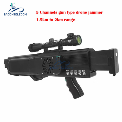 UAV Gun Drone Signal Jammer Blocker 5 Band 1.5km Jarak 130w Daya Tinggi