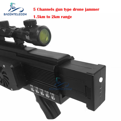 UAV Gun Drone Signal Jammer Blocker 5 Band 1.5km Jarak 130w Daya Tinggi