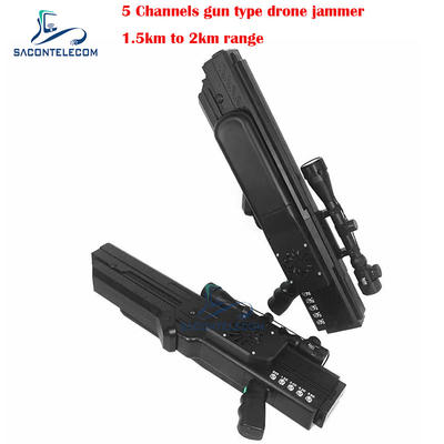 UAV Gun Drone Signal Jammer Blocker 1500 Meter 5 Saluran Dibangun di Baterai
