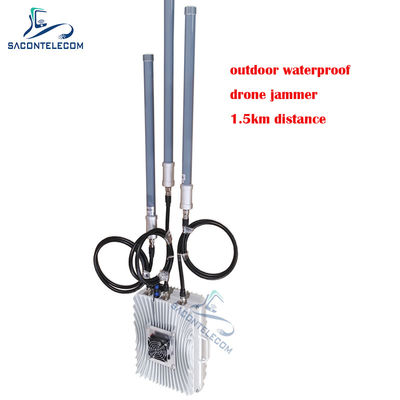 70w Kuat Drone Signal Jammer Outdoor Tetap Waterproof Jarak 1,5km