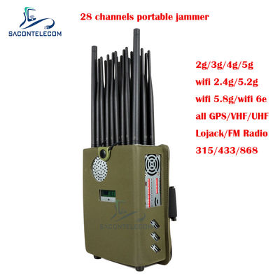 27 Antenna Portable Mobile Phone Signal Jammer 28w Untuk Wifi GPS Radio FM