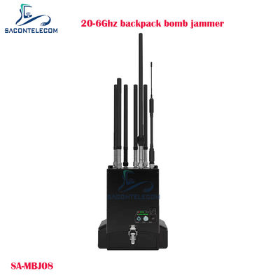 20-6000MHz Manpack drone jammer dengan daya 100W dan jarak jamming 40m tas ransel bom jammer sinyal UAV blocker