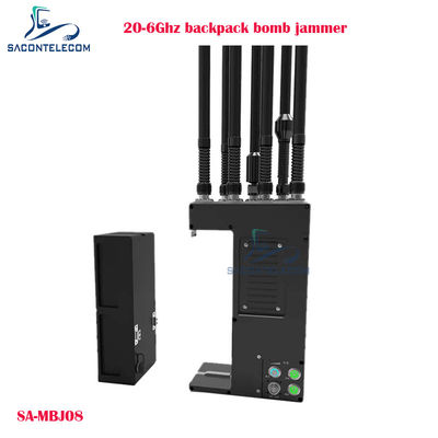 20-6000MHz Manpack drone jammer dengan daya 100W dan jarak jamming 40m tas ransel bom jammer sinyal UAV blocker