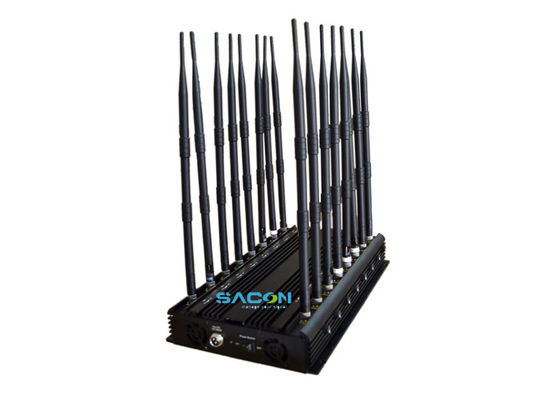 38W Output Power 16 Channel Cell Phone Signal Jammer dengan Jamming Range 40m untuk penggunaan dalam ruangan