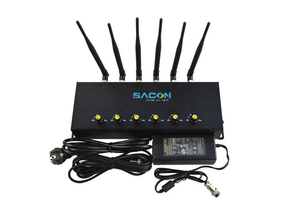 6 Saluran 15W Adjustable Cell Phone Signal Jammer untuk 2G 3G 4G Blocking