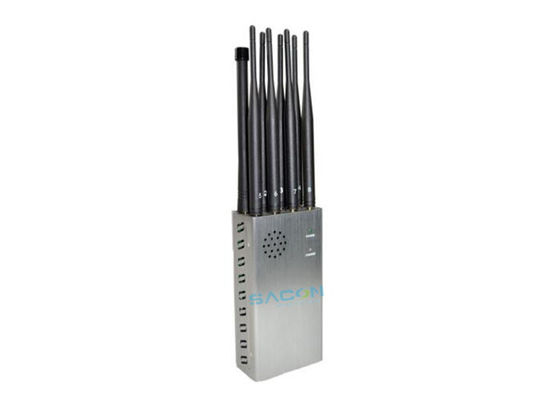 Portable 8 Channels 3G 4G Signal Jammer dengan output daya 4W dan Jamming Range 20m
