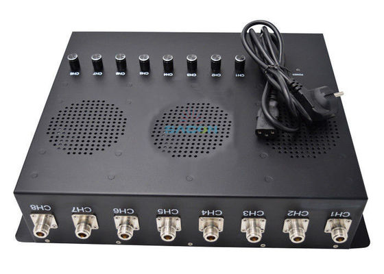 Hitam 80w High Power VRadio Signal Jammer Adjustable 8 Bands Untuk Polisi