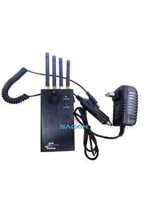 4 Antenna 2W Output Power Portable Signal Jammer dengan Jamming Range 20m untuk GSM GPS WiFi Blocking