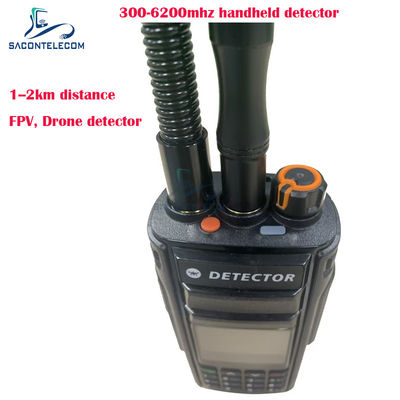 2Km Fpv Handheld Drone Detector 300-6200mhz 2 Antenna Portable Anti Drone Signal Detector