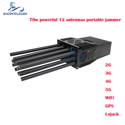 12 Band Handheld Mobile Phone Signal Jammer dengan Daya 70 Watt dan Radius Hingga 60m