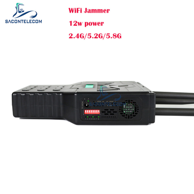 Penghambat Sinyal Telepon Seluler WiFi Bluetooth Genggam 12W 2.4G 5.2G 5.8G dengan Jangkauan 50 Meter