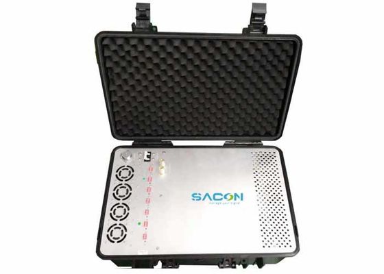 350W 7 Saluran Manpack Jammer dengan Antena Fiber Glass untuk Pemblokiran Sinyal 3G 4G GPS