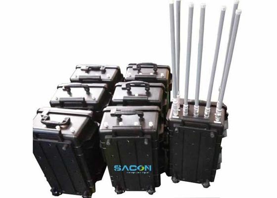 350W 7 Saluran Manpack Jammer dengan Antena Fiber Glass untuk Pemblokiran Sinyal 3G 4G GPS